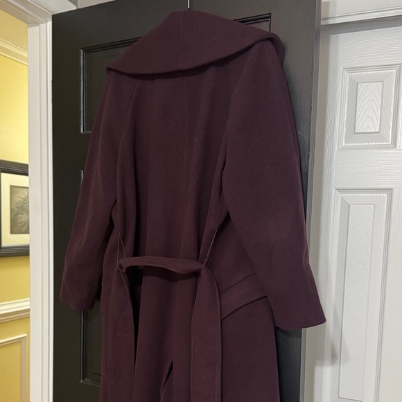 Express Plum Belted Long Wrap Coat L - Picture 6 of 7